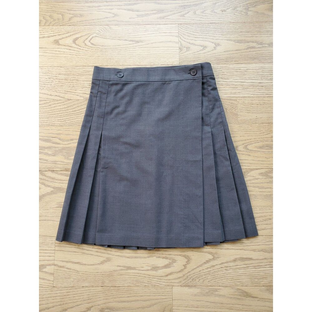 American Apparel Women's S Pleated Schoolgirl Skirt Gray Buttons Academia Y2K